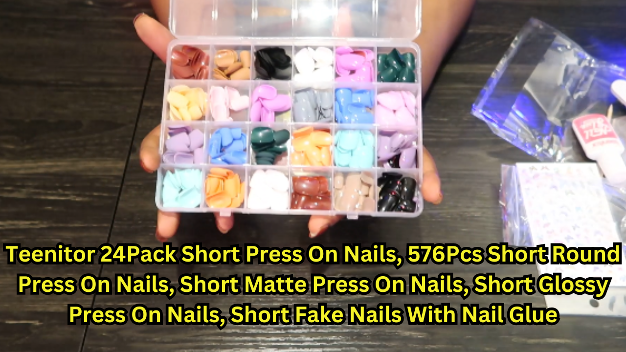 Teenitor 24Pack Short Press On Nails, 576Pcs Short Round Press On Nails, Short Matte Press On Nails, Short Glossy Press On Nails, Short Fake Nails With Nail Glue